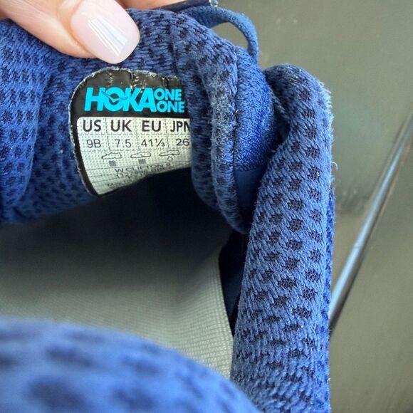 HOKA Clifton 9 men’s size 9 running shoes, navy blue & aqua neakers - Picture 7 of 7